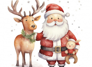 grafika rysunkowa świętego Mikołaja, renifera