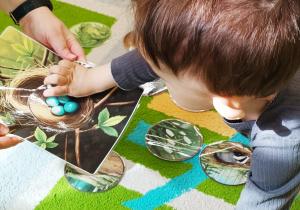 chłopiec podaje wybrany obrazek