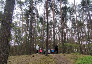 dzieci wraz z opiekunkami stoją na górce