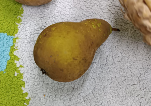 gruszka leży na dywanie